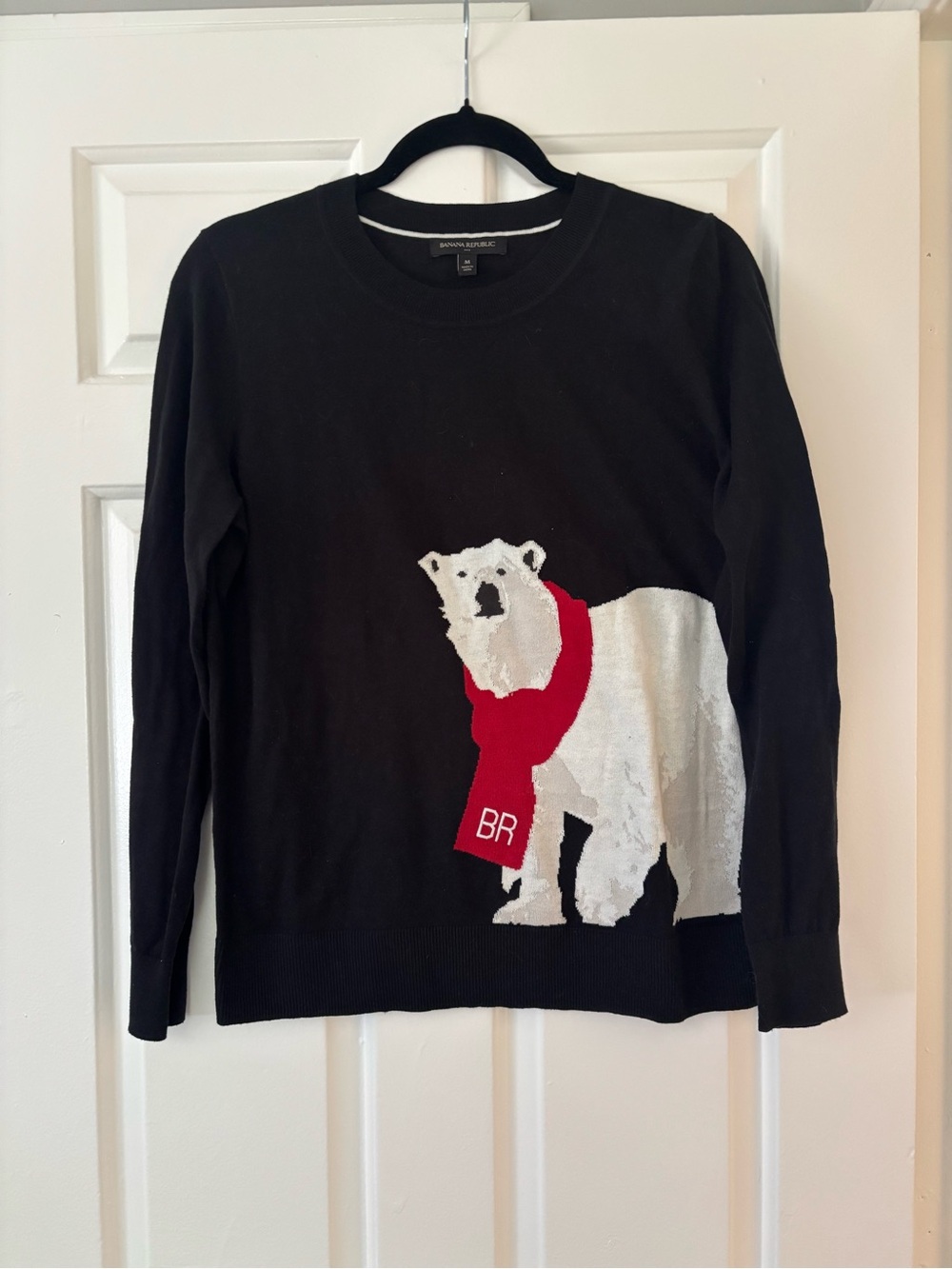 Banana Republic Polar Bear Lightweight Cotton Sweater Black - Size M - Like New